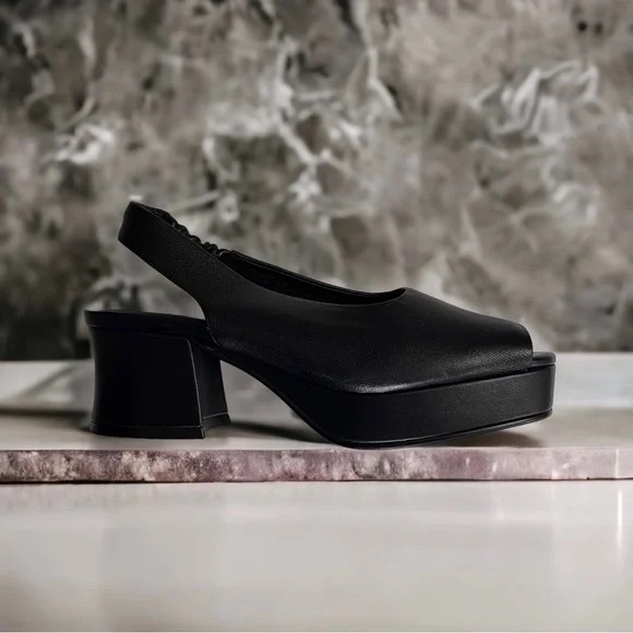 Jeffrey Campbell Shoes - Jeffrey Campbell Extendo Platform Slingback Sandal Black Leather